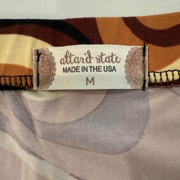 Altar’d State NWT Psychedelic Retro Side Ruched Mini Skirt Women's Medium Brown - Picture 7 of 7